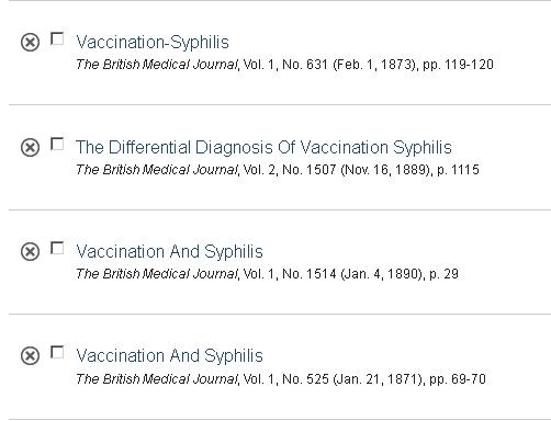 Lista studii sifilis vaccinal 1873 etc